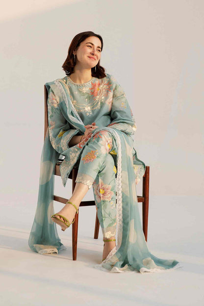 ZARA SHAHJAHAN-3PC LAWN PRINTED EMBROIDERED SHIRT CHIFFON  PRINTED DUAPTTA AND TROUSER -BIC-2509