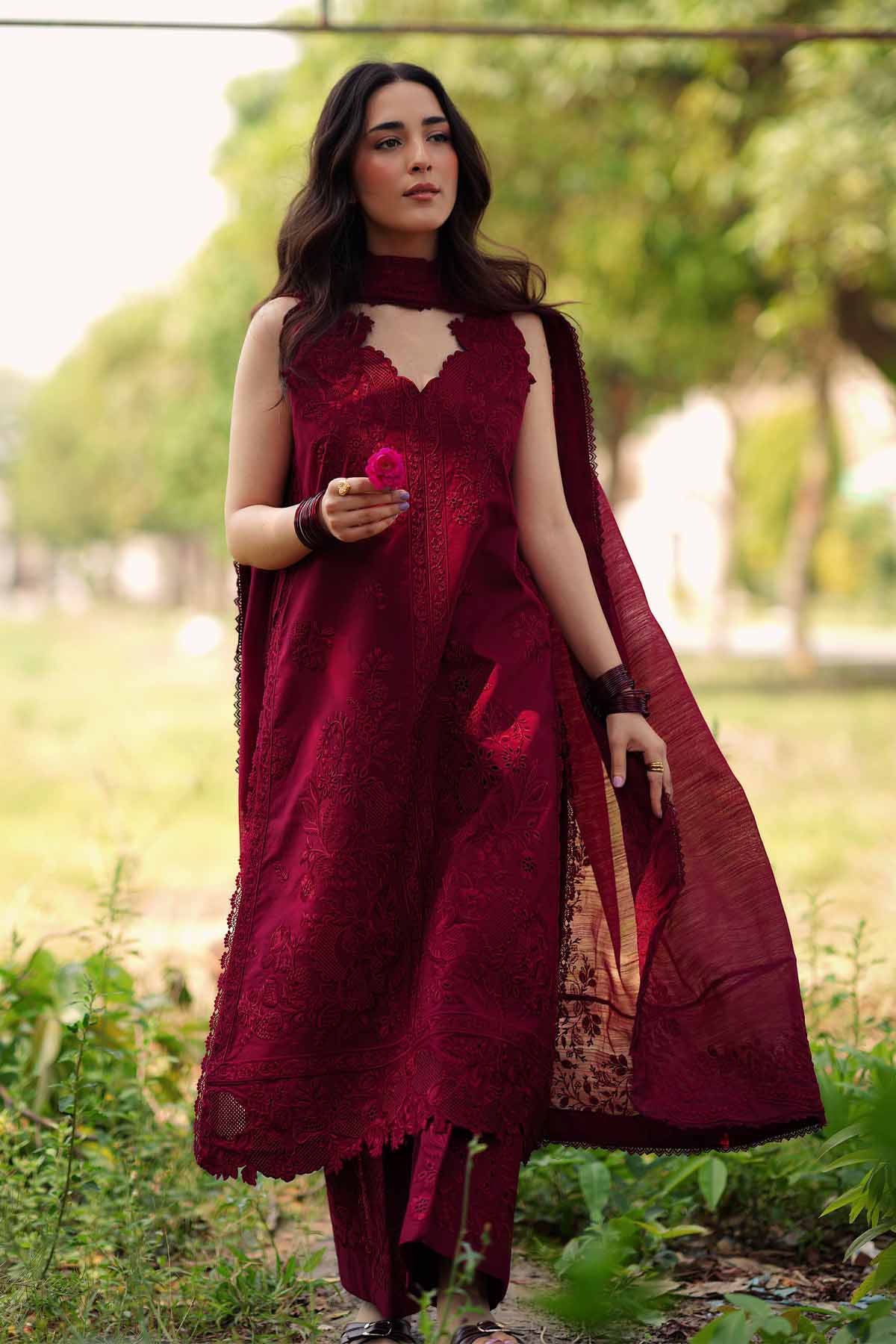 ZAIB-3PC LAWN HEAVY EMBROIDERED SHIRT WITH KHADDI NET EMB DUPATTA AND EMB TROUSER-BIC-4890