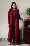 ZAIB-3PC DHANAK EMBROIDERED SHIRT WITH DHANAK EMBROIDERED SHAWL AND TROUSER-BIC-5031
