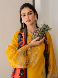 IZEL-3PC LAWN EMBROIDERED SHIRT WITH CHIFFON PRINT DUPATTA AND EMB TROUSER-BIC-4821