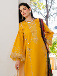 IZEL-3PC LAWN EMBROIDERED SHIRT WITH CHIFFON PRINT DUPATTA AND EMB TROUSER-BIC-4821