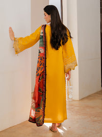 IZEL-3PC LAWN EMBROIDERED SHIRT WITH CHIFFON PRINT DUPATTA AND EMB TROUSER-BIC-4821