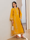 IZEL-3PC LAWN EMBROIDERED SHIRT WITH CHIFFON PRINT DUPATTA AND EMB TROUSER-BIC-4821