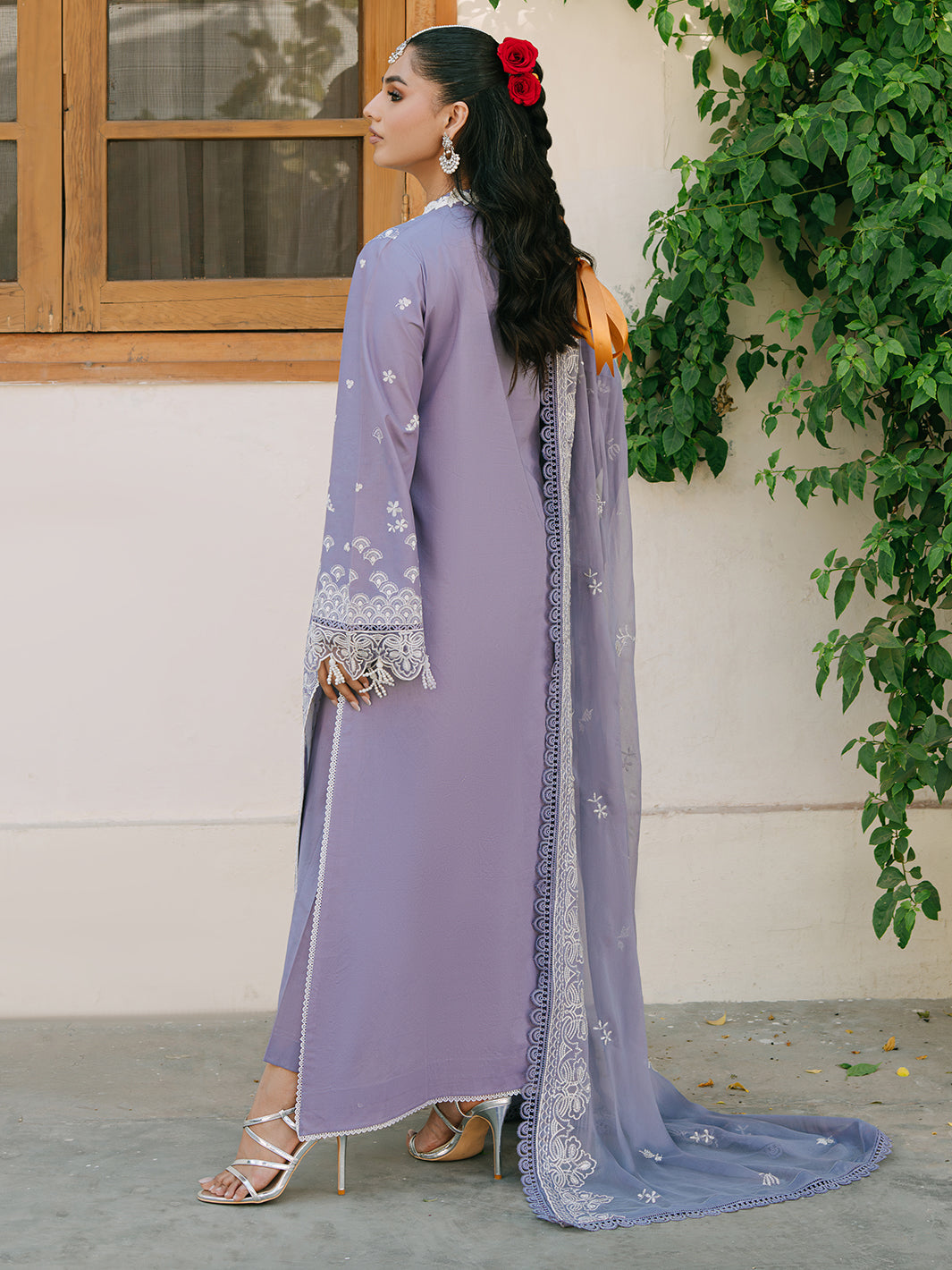 MAHNUR-3PC LAWN EMBROIDERED SHIRT WITH KHADDI NET EMBROIDERED DUPATTA AND TROUSER-BIC-4699