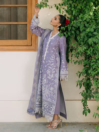 MAHNUR-3PC LAWN EMBROIDERED SHIRT WITH KHADDI NET EMBROIDERED DUPATTA AND TROUSER-BIC-4699