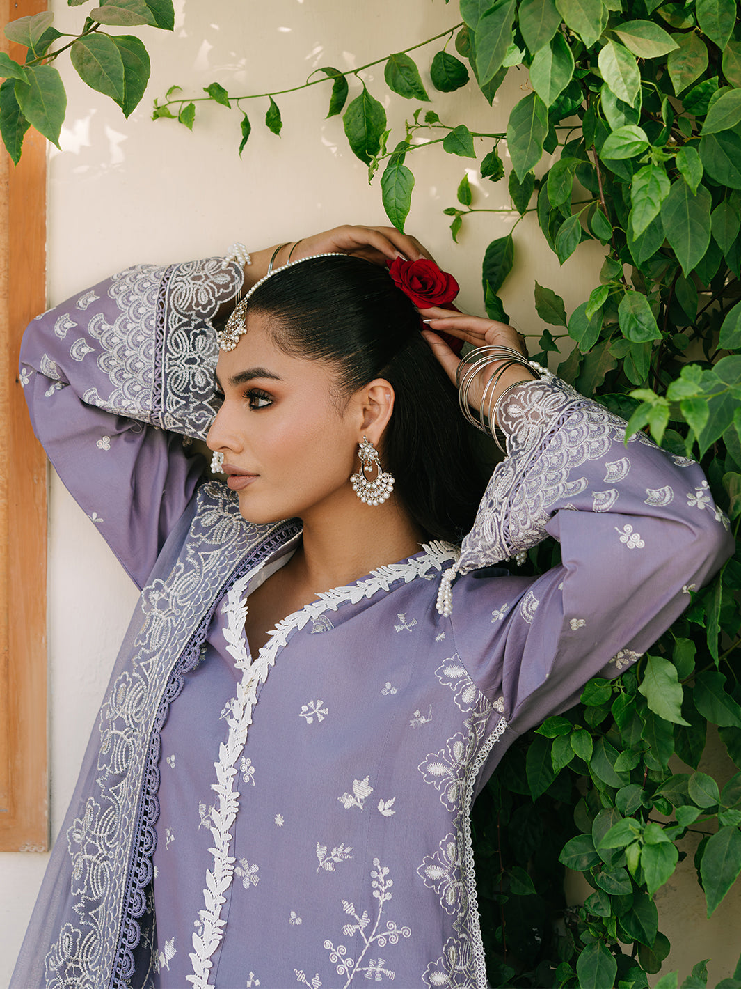 MAHNUR-3PC LAWN EMBROIDERED SHIRT WITH KHADDI NET EMBROIDERED DUPATTA AND TROUSER-BIC-4699
