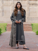 IZEL-3PC DHANAK EMBROIDERED SHIRT WITH COURTRAI PRINTED SHAWL & TROUSER-BIC-4359