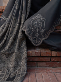 IZEL-3PC DHANAK EMBROIDERED SHIRT WITH COURTRAI PRINTED SHAWL & TROUSER-BIC-4359