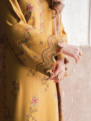 IZEL-3PC KARANDI EMBROIDERED SHIRT WITH PASHMINA WOOL SHAWL & KARANDI TROUSER-BIC-4355