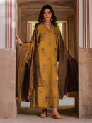 IZEL-3PC KARANDI EMBROIDERED SHIRT WITH PASHMINA WOOL SHAWL & KARANDI TROUSER-BIC-4355