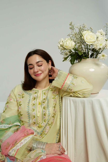 ZARASHAHJAHAN-3PC LAWN EMBROIDERED SHIRT WITH MONARK PRINT DUPATTA & EMB TROUSER-BIC-3519
