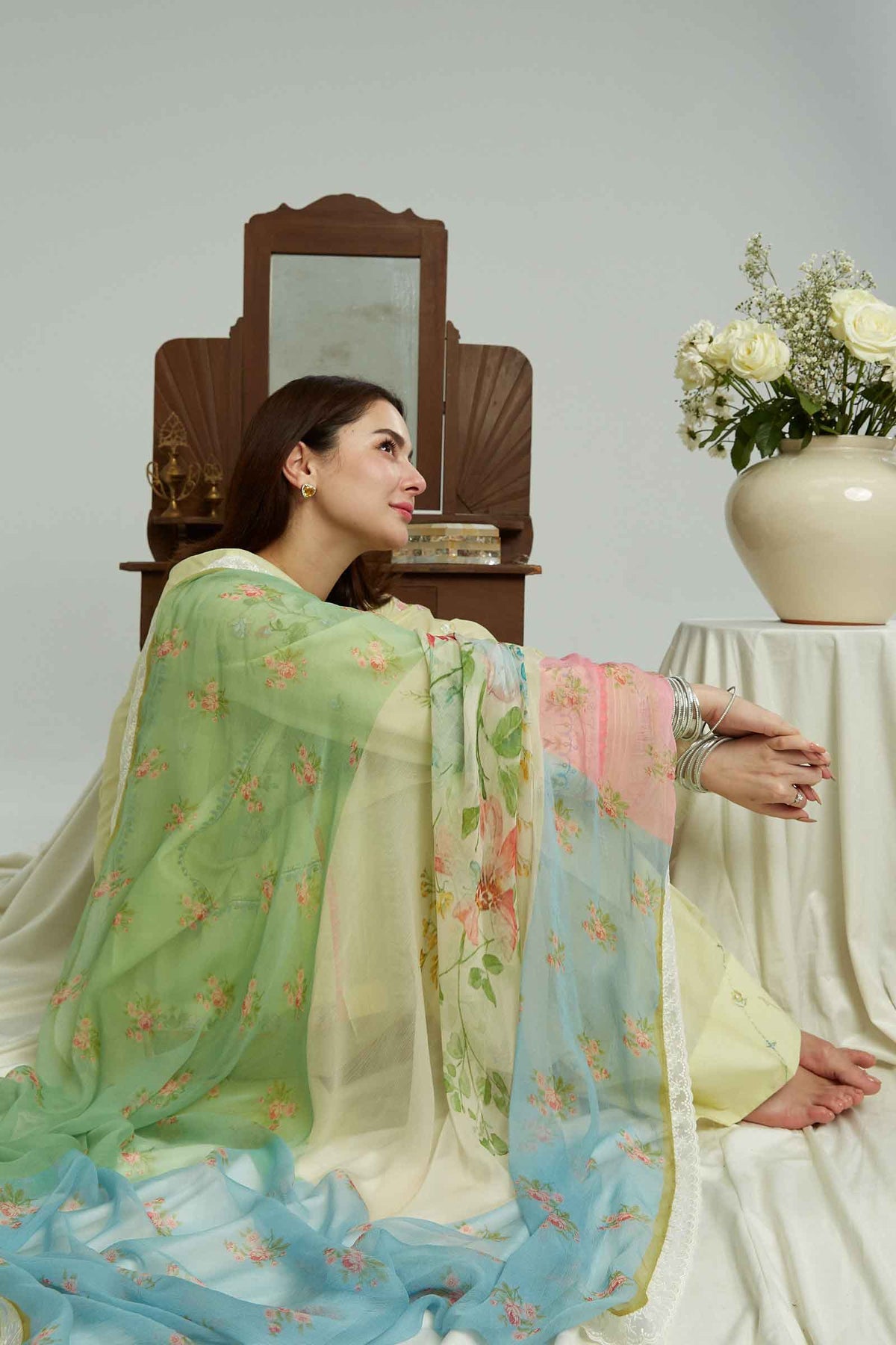 ZARASHAHJAHAN-3PC LAWN EMBROIDERED SHIRT WITH MONARK PRINT DUPATTA & EMB TROUSER-BIC-3519