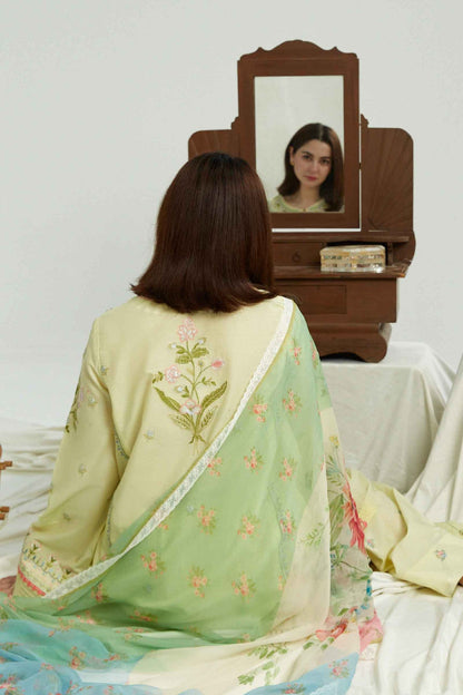 ZARASHAHJAHAN-3PC LAWN EMBROIDERED SHIRT WITH MONARK PRINT DUPATTA & EMB TROUSER-BIC-3519