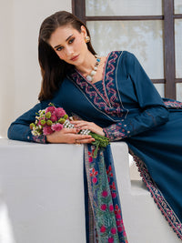 IZEL-3PC LAWN EMBROIDERED SHIRT WITH CHIFFON PRINTED DUPATTA AND TROUSER-BIC-4846