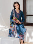 IZEL-3PC LAWN EMBROIDERED SHIRT WITH CHIFFON PRINTED DUPATTA AND TROUSER-BIC-4846