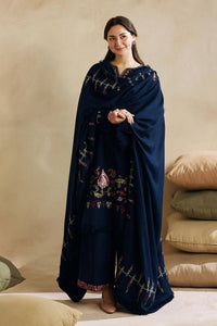 ZARA SHAH JAHAN-3PC DHANAK EMBROIDERED SHIRT WITH DHANAK EMBROIDERED SHAWL AND EMB TROUSER-BIC-4221