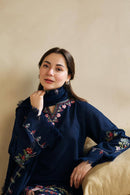 ZARA SHAH JAHAN-3PC DHANAK EMBROIDERED SHIRT WITH DHANAK EMBROIDERED SHAWL AND EMB TROUSER-BIC-4221