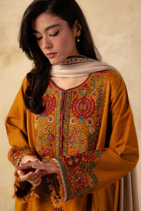 ZARA SHAH JAHAN-3PC DHANAK EMBROIDERED SHIRT WITH DHANAK EMBROIDERED SHAWL AND EMB TROUSER -BIC-4009