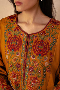 ZARA SHAH JAHAN-3PC DHANAK EMBROIDERED SHIRT WITH DHANAK EMBROIDERED SHAWL AND EMB TROUSER -BIC-4009