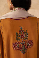ZARA SHAH JAHAN-3PC DHANAK EMBROIDERED SHIRT WITH DHANAK EMBROIDERED SHAWL AND EMB TROUSER -BIC-4009