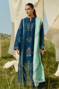 ZARA SHAHJAHAN- 3PC KHADDAR EMBROIDERED SHIRT WITH COURTAI WOOL PRINT SHAWL AND TROUSER-BIC-3337