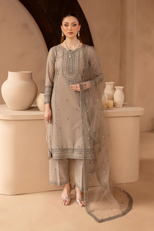 BATIK-3PC LAWN EMBROIDERED SHIRT WITH  ORGANZA EMBROIDERED DUPATTA AND EMBROIDERED  TROUSER-BIC-3692