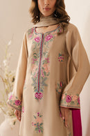 VINTAGE-3PC DHANAK EMBROIDERED SHIRT WITH TYE & DYE CHIFFON  DUPATTA AND TROUSER-BIC-4169
