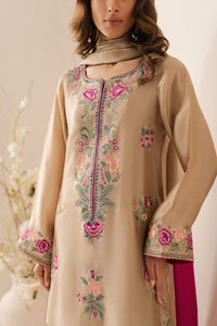 VINTAGE-3PC DHANAK EMBROIDERED SHIRT WITH TYE & DYE CHIFFON  DUPATTA AND TROUSER-BIC-4169