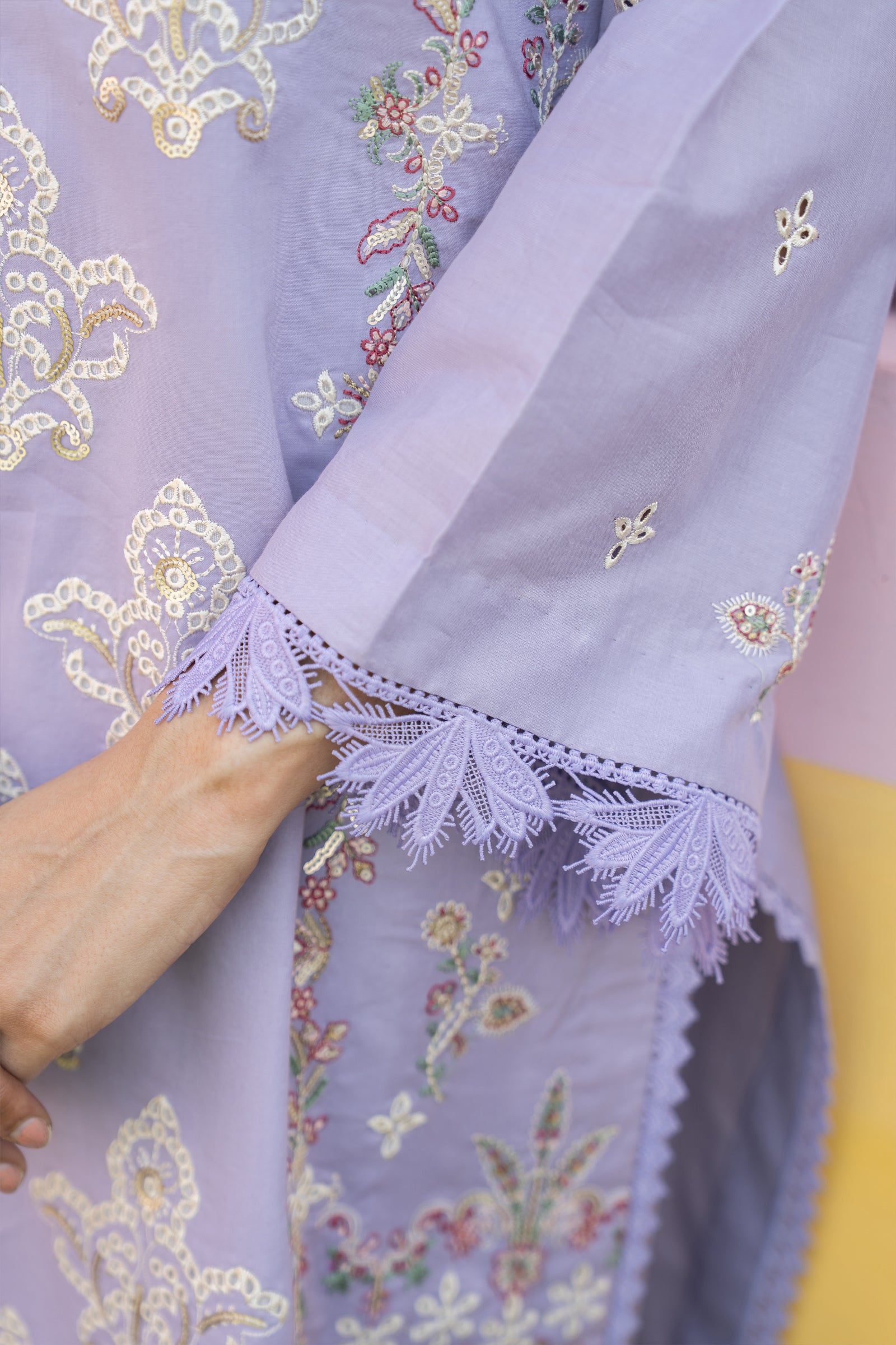 MIRAKHI-3PC LAWN EMBROIDERED SHIRT WITH KHAADI NET EMB DUPATTA & TROUSER-BIC-3805
