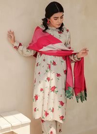 BAROUQE-3PC KARANDI PRINTED SHIRT WITH KARANDI PRINTED DUPATTA AND TROUSER-BIC-2575