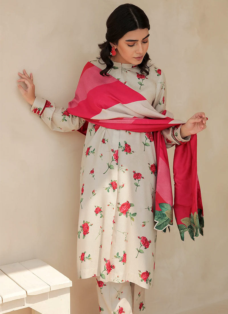 BAROUQE-3PC KARANDI PRINTED SHIRT WITH KARANDI PRINTED DUPATTA AND TROUSER-BIC-2575