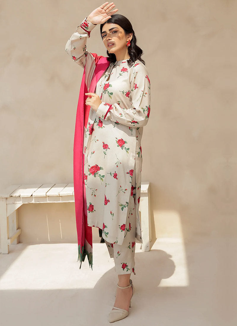 BAROUQE-3PC KARANDI PRINTED SHIRT WITH KARANDI PRINTED DUPATTA AND TROUSER-BIC-2575