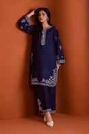 BATIK-2PIECE DHANAK EMBROIDERED SHIRT WITH DHANAK EMB SLEEVES-BIC-15013