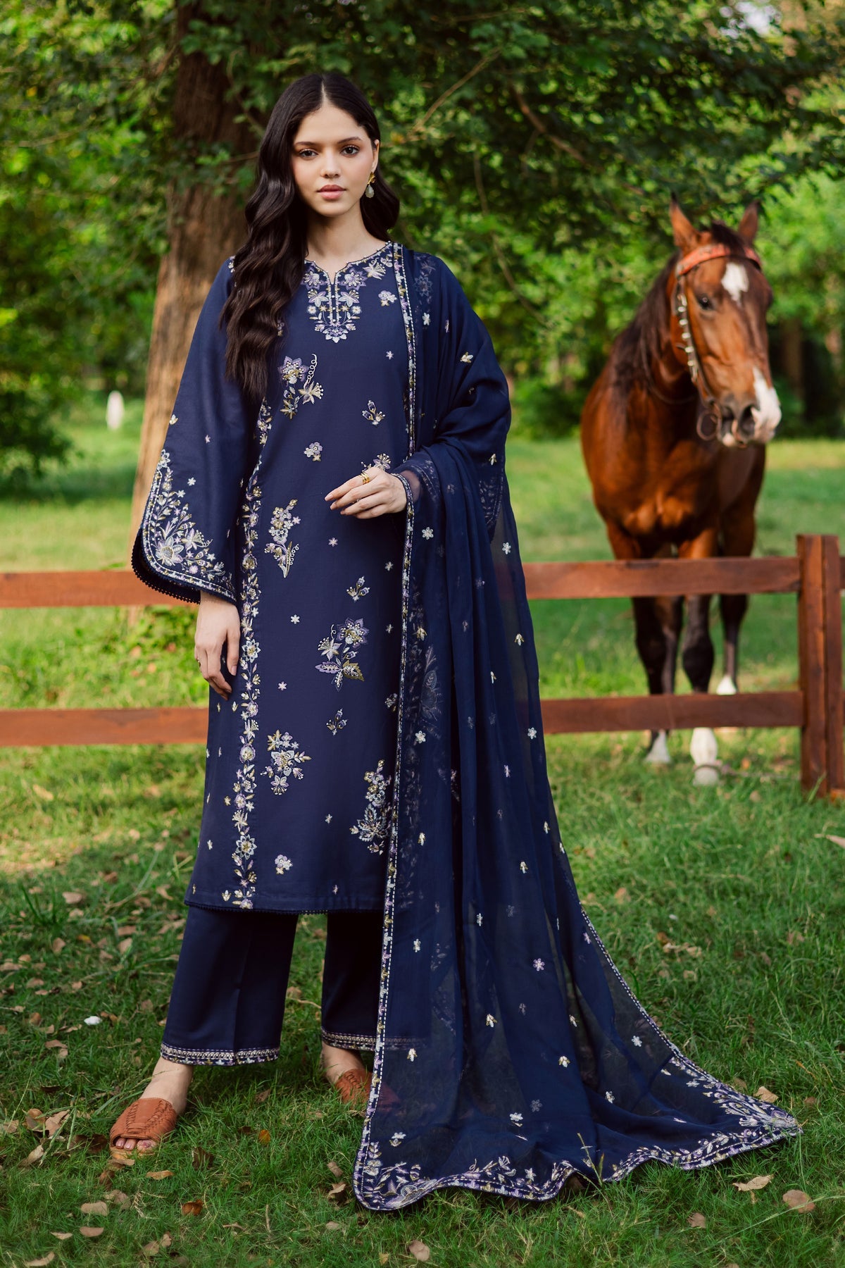 BATIK-3PC DHANAK EMBROIDERED SHIRT WITH CHIFFON EMBROIDERED DUPATTA AND TROUSER-BIC-5029