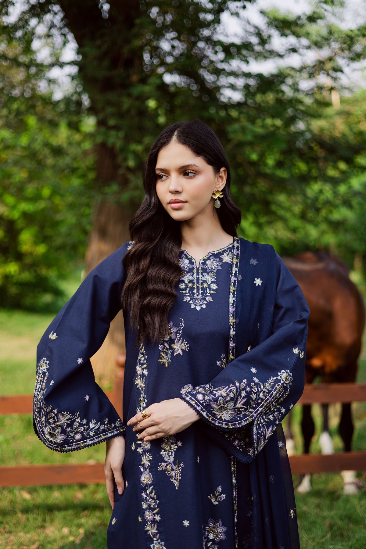 BATIK-3PC DHANAK EMBROIDERED SHIRT WITH CHIFFON EMBROIDERED DUPATTA AND TROUSER-BIC-5029