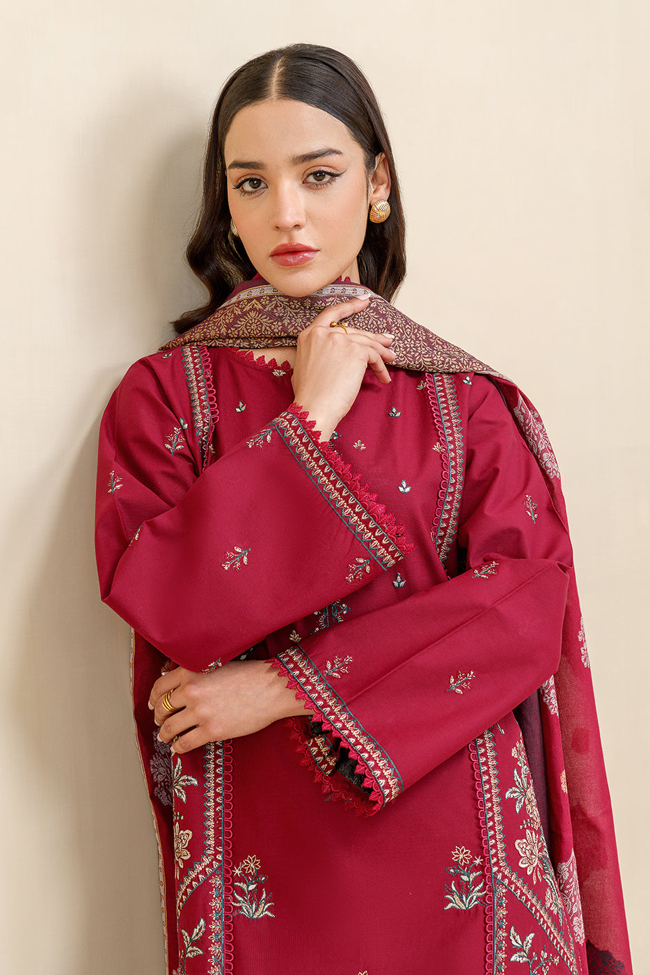 SAPPHIRE-3PC LAWN EMBROIDERED SHIRT WITH CHIFFON PRINTED DUPATTA AND TROUSER-BIC-4627