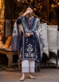 BATIK-3PC LAWN EMBROIDERED SHIRT WITH CHIFFOON PRINT DUPATTA AND EMB TROUSER-BIC-4603