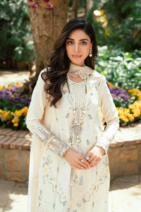 QALAMQAR - 3PC LAWN EMBROIDERED SHIRT WITH NET EMBROIDERED DUPATTA AND TROUSER -BIC-3801