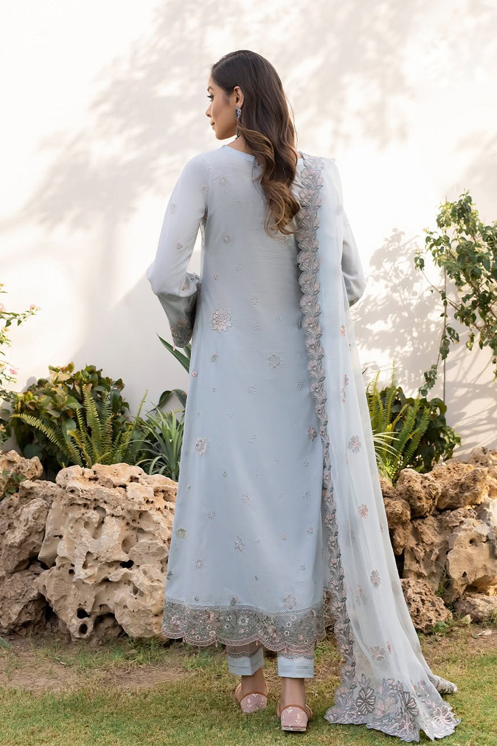 IZNIK-3PC LAWN EMBROIDERED SHIRT WITH CHIFFON EMBROIDERED DUPATTA & LAWN TROUSER-3608