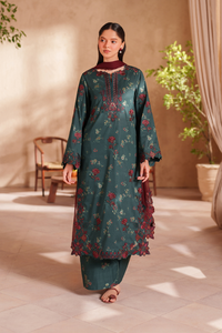 IZNIK-3PC LAWN EMB PRINTED SHIRT WITH CHIFFON EMBROIDERED AND PRINTED TROUSER-BIC-029