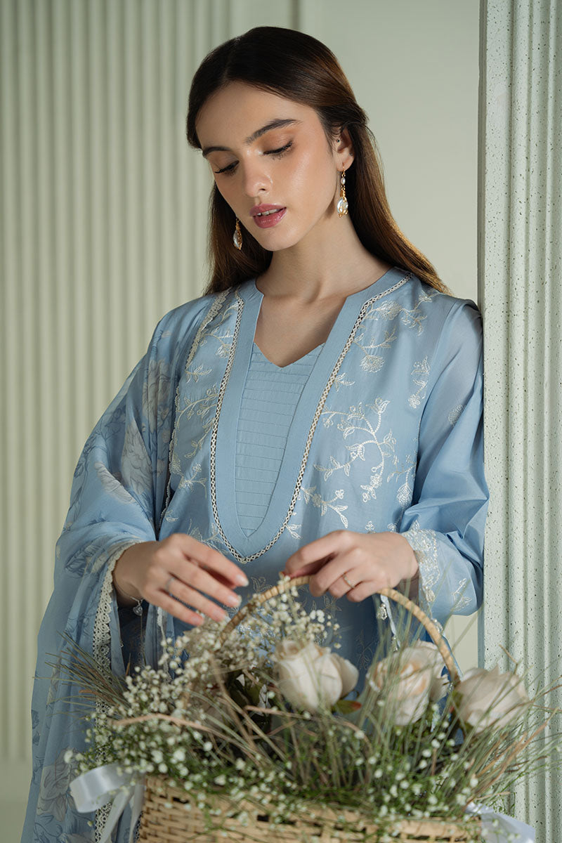 CROSS STITCH-3PC LAWN EMBROIDERED SHIRT WITH MONARK PRINTED DUPATTA AND TROUSER-BIC-3664