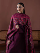ASIM JOFA-3PC DHANAK EMBROIDERED SHIRT WITH COURTRAI PRINTED SHAWL & TOUSER-BIC-4219