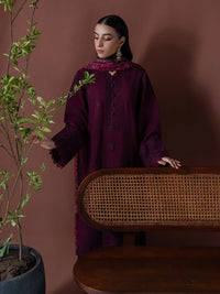 ASIM JOFA-3PC DHANAK EMBROIDERED SHIRT WITH COURTRAI PRINTED SHAWL & TOUSER-BIC-4219