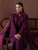 ASIM JOFA-3PC DHANAK EMBROIDERED SHIRT WITH COURTRAI PRINTED SHAWL & TOUSER-BIC-4219