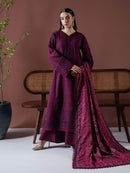 ASIM JOFA-3PC DHANAK EMBROIDERED SHIRT WITH COURTRAI PRINTED SHAWL & TOUSER-BIC-4219