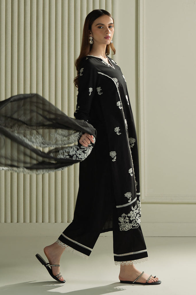 CROSS STITCH-3PC LAWN EMBROIDERED SHIRT WITH ORGANZA EMBROIDRERD DUPATTA & TROUSER-BIC-3666