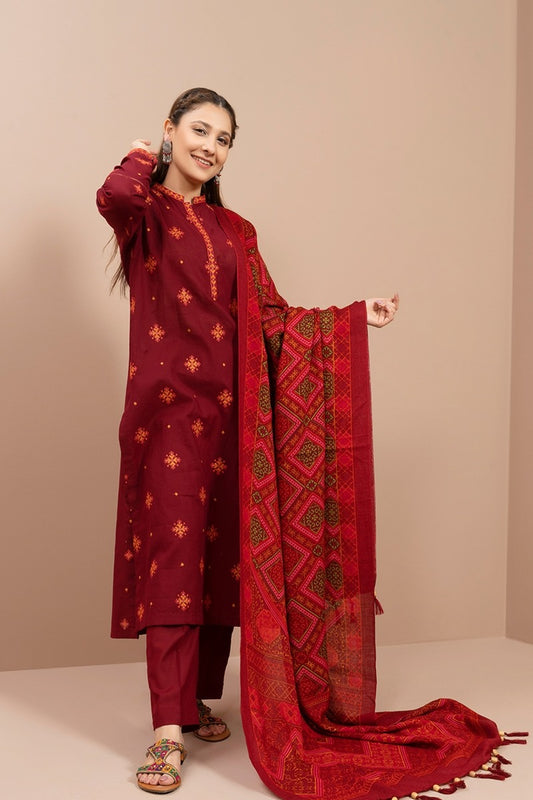 KAYSERIA- 3PC LAWN EMBROIDERED WITH MONARK PRINT DUPATTA & TROUSER-BIC-3588