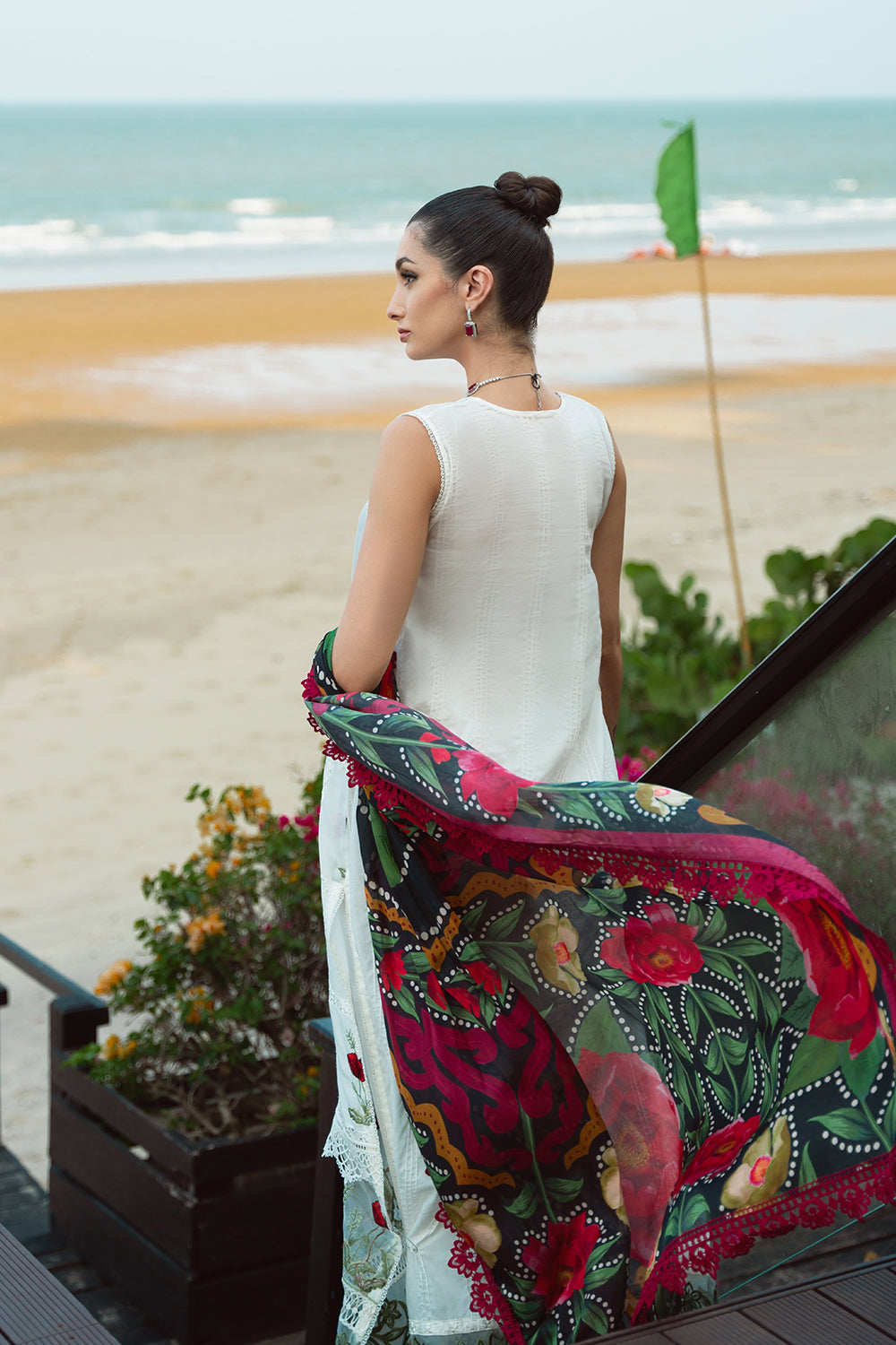SAIRA- 3PC LAWN EMBROIDERED SHIRT WITH DIAMOND PRINT DUPATTA AND TROUSER-BIC-2872