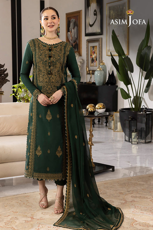 ASIM JOFA-3PC LAWN EMBROIDRED SHIRT WITH  LAWN  EMBROIDRED DUPATTA AND TROUSER-BIC-3609