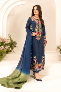 MIRANA-3PC LAWN EMBROIDERED SHIRT WITH CHIFFON TYE & DYE DUPATTA & TROUSER-BIC-3780